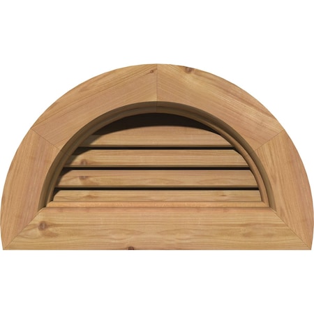 Half Round Gable Vent Functional, Western Red Cedar Gable Vent W/Brick Mould Face Frame, 26W X 13H